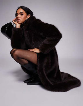 Kunst Pelzmantel Schwarz