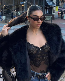 Virale Kunstpelz Jacke